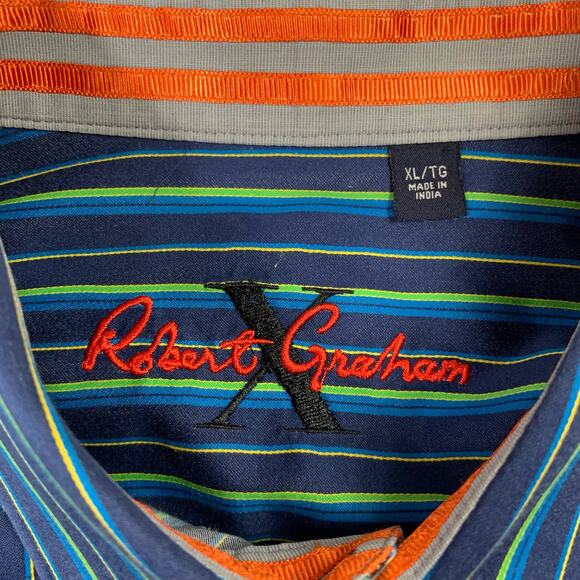 Robert Graham Knowledge Wisdom Truth Shirt Mens XL Striped Button Down Flip Cuff - Picture 12 of 13
